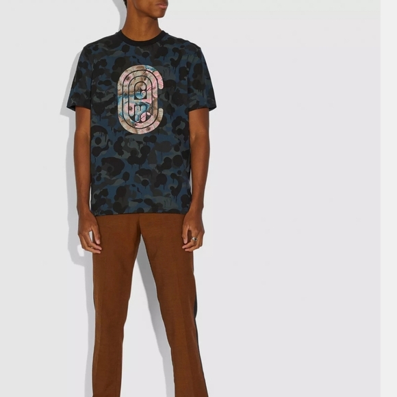 Coach Camo Print T-shirt With Kaffe Fassett Print - Picture 1 of 10